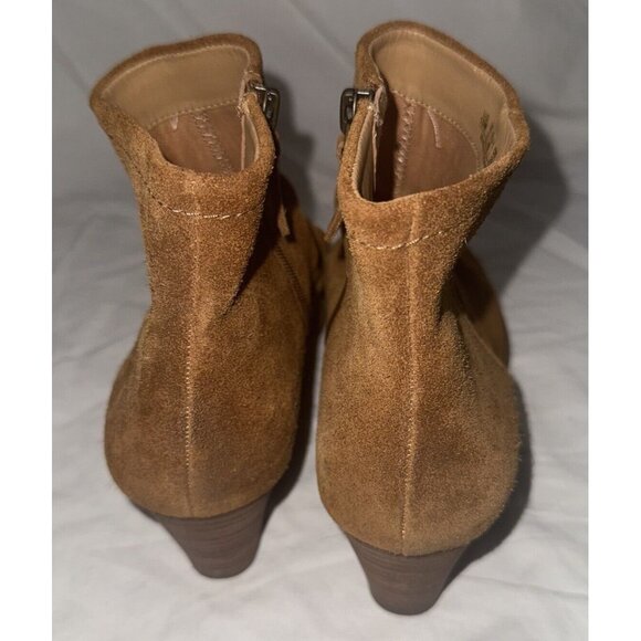 Franco Sarto Winston Boots Womens Size 10 Brown Suede Leather Booties Wedge Heel - Picture 4 of 12